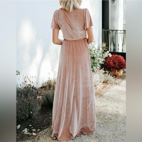 NWT Baltic Born Andi Ribbed Velvet Dress, Small, Cherry Blossom Pink - Picture 3 of 8